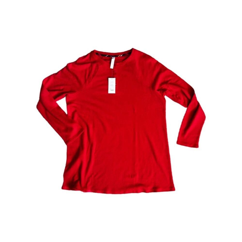 Lane Bryant Cacique Henley waffle Knit top NWT Sz 10/12Red Sleep Lounge Casual